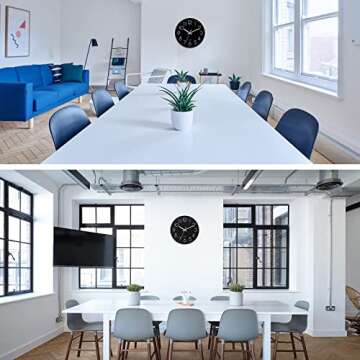 PATIKIL 12 Inch Wall Clock, Battery Operated Silent Non-Ticking Round Wall Clocks for Office Bedroom Decorative, Red