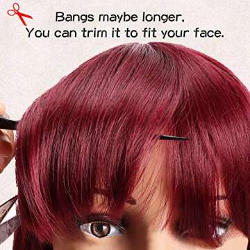 GOWIT Red Bob Wig 14 Inch Straight Wig with Flat Bangs Cosplay Wig for Women Synthetic Heat Resistant Bob Wigs for Daily Party Use (14",Burgundy)