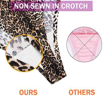 MISSWHO XS-XL Seamless, Soft, Spandex Stretchy Nylon Leopard Print Animal Print Thongs for Women (Leopard Print, Medium)