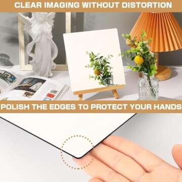 JUNEBRUSHS 4 Pack Self Adhesive Acrylic Mirror, 8 x 8 Inch Mirror Tiles,Flexible Plastic Mirror Sheets Wall Stickers,2MM Thick Mirror,Frameless Small Mirror