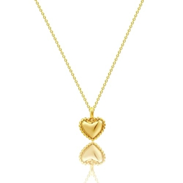 SUFOPE Gold Heart Necklaces for Women, 14K Gold Plated Cute Heart Pendant Necklace Minimalist Gold Choker Necklace Jewelry Gifts for Women