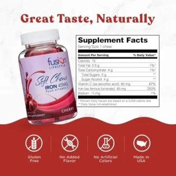 Fusion Chewable Iron Supplement - Cherry Flavor, 2 Month Supply