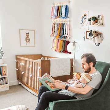 POVETIRE Headband Holder Head Bands Organizer for Girls, Baby Headbands Hair Accessories Organizer Storage Wall Hanging Decor for Nursery Toddler Girls Room