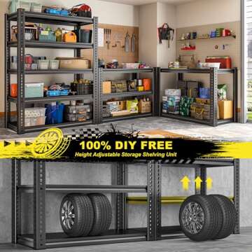 REIBII 2000 LB Capacity Adjustable Garage Shelving Unit