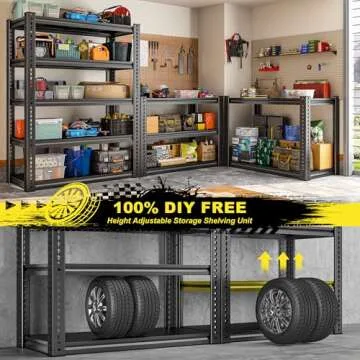 REIBII 2000 LB Capacity Adjustable Garage Shelving Unit
