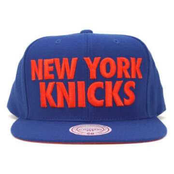 New York Knicks Mitchell & Ness Title Snapback w/ Beanie - Blue w/ Orange