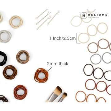 Heliums Small No Damage Hair Ties - 1 Inch Reusable Elastics