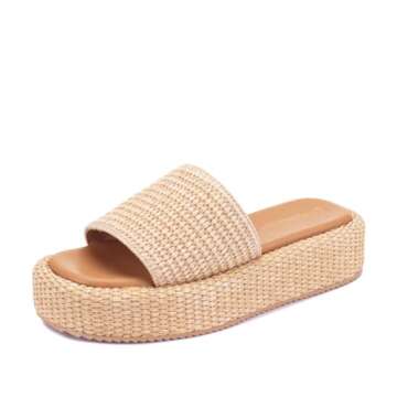 Monrovia Platform Sandals Women Slip on Raffia wedge Sandals, Espadrille Slides Bohemia Sandals， S...