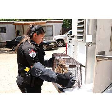 RAPICCA Animal Handling Gloves Bite Proof Reinforced Leather Padding Dog,Cat Scratch,Bird Handling F...