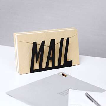MyGift Modern Black Metal Mail Holder Countertop Organizer with Cutout Mail Lettering Design, Office...