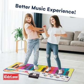 Kidzlane Floor Piano Mat for Kids and Toddlers - 72x28 Inches Floor Piano with 24 Keys, 10 Song Card...