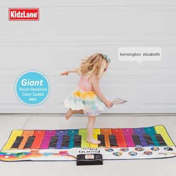 Kidzlane Floor Piano Mat for Kids and Toddlers - 72x28 Inches Floor Piano with 24 Keys, 10 Song Cards, 8 Instrument Sounds, Record and Playback - Fun Dance Mat Toy for Boys and Girls Ages 3 and Above