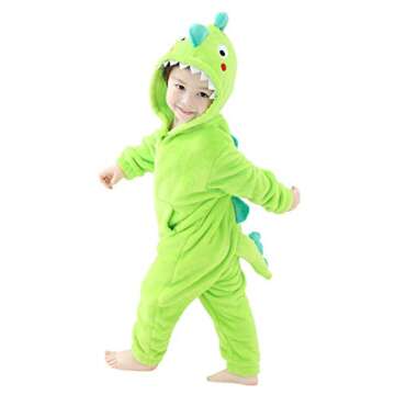 LOLANTA Boys Girls Halloween Dinosaur Costume Bodysuit Flannel Toddler One Piece Jumpsuit Kids Gifts...