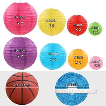 LURICO 16 Pcs Colorful Paper Lanterns - Vibrant & Reusable Decorations