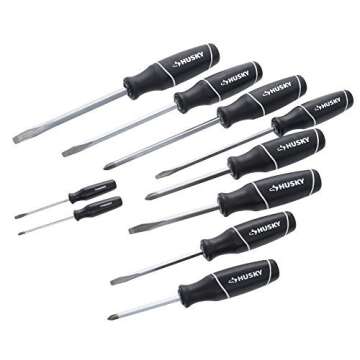 Husky 10-Piece Screwdriver Set (Black, Square Head)