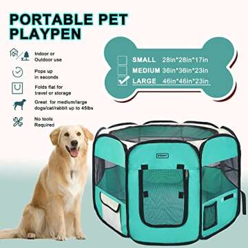 Aliparr Portable Pet Playpen,Dog Playpen Foldable Pet Exercise Pen Tents for Dogs/Cats/Rabbits/Pets,...