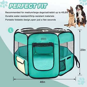Aliparr Portable Pet Playpen,Dog Playpen Foldable Pet Exercise Pen Tents for Dogs/Cats/Rabbits/Pets,Cat Playpen Indoor/Outdoor Travel Camping Use with Carry Case