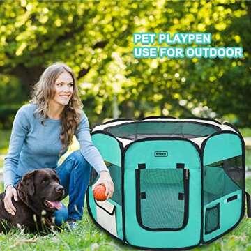 Aliparr Portable Pet Playpen,Dog Playpen Foldable Pet Exercise Pen Tents for Dogs/Cats/Rabbits/Pets,Cat Playpen Indoor/Outdoor Travel Camping Use with Carry Case