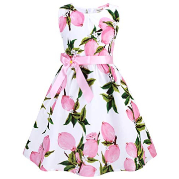 PrinceSasa Lemon Toddler Summer Dress for Little Girls, Age 7-8