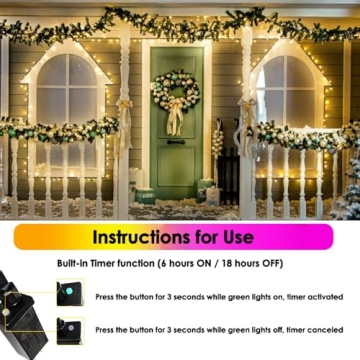 Warm White Christmas Lights with 8 Modes and Timer