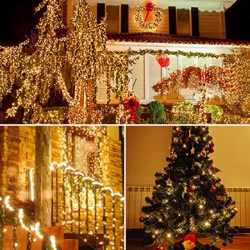 Warm White Christmas Lights with 8 Modes and Timer
