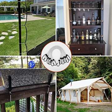 ZHOUBIN 18 inch Bungee Cords with Hooks - White Bungee Cords 6 Pcs