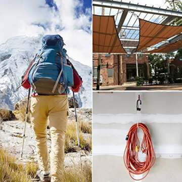 ZHOUBIN 18 inch Bungee Cords with Hooks - White Bungee Cords 6 Pcs