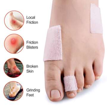 Moleskin Padding Blister Tape for Feet - Sumifun 25 Sheets Moleskin Pads for Blisters Adhesive Mole ...