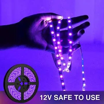 Onforu Black Light LED Strips Kit, 12V Black Light Fixture with Remote & 5 Lighting Mode & Timing, 16.4ft Flexible Black Light Strip Lighting, 5M LED Ribbon for Fluorescent Party Halloween Decorations