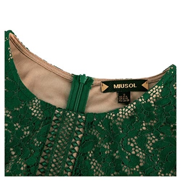 MISSMAY Women's Vintage Full Lace Contrast Bell Sleeve Formal Long Dress (Medium, C-Green)