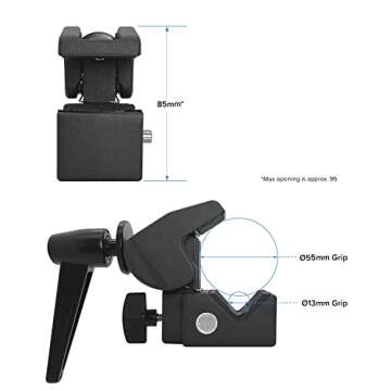 LimoStudio 1-Pack [Extra Super Heavy Duty] C Clamp with Metal Stud Universal 1/4" & 3/8" Screw for Multi Purposes, 40 Lbs High Loading Super Clamp, vs. Compared to 30 Lbs Market Standard, AGG1108