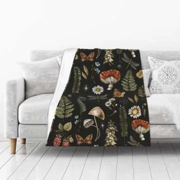 Vintage Mushroom Witchcraft Plant Soft Fleece Blanket