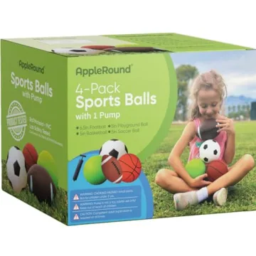 AppleRound 4 Sports Balls with Pump - Kids Gift
