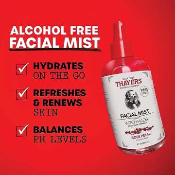 Thayers Alcohol-Free Witch Hazel Facial Mist Toner with Aloe Vera, Rose Petal, Soothing and Hydratin...