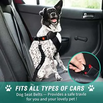 COOYOO Dog Seat Belt,Retractable Dog Car Harness Seat Belt for Car Adjustable Nylon Pet Safety Seat ...