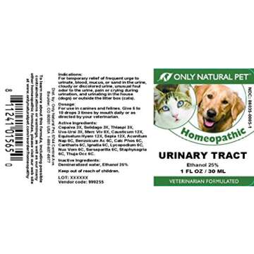 Only Natural Pet Urinary Tract, Kidney & Bladder Formula Homeopathic Remedy for Cats and Dogs