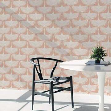 Tempaper x Genevieve Gorder Sahara Blush Feather Flock Removable Peel and Stick Wallpaper, 20.5 in X 16.5 ft, Made in the USA