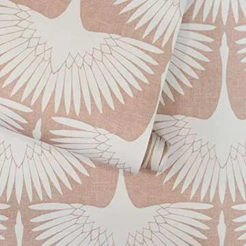 Tempaper x Genevieve Gorder Sahara Blush Feather Flock Removable Peel and Stick Wallpaper, 20.5 in X 16.5 ft, Made in the USA