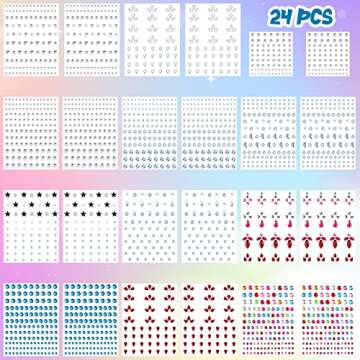 2254 Pcs Eye Body Face Gems Jewels Self Adhesive Rhinestone Stickers Temporary Makeup Eye Rhinestone Jewels Crystal for Nail Festival Carnival Crafts Art