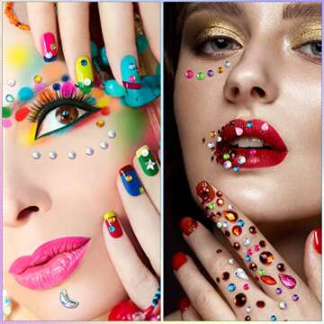 2254 Pcs Eye Body Face Gems Jewels Self Adhesive Rhinestone Stickers Temporary Makeup Eye Rhinestone Jewels Crystal for Nail Festival Carnival Crafts Art