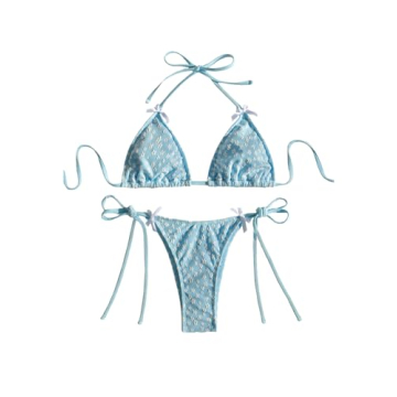 GORGLITTER Women's High Cut Thong Bikini Set - Stylish and Comfortable Swimwear