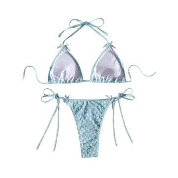 GORGLITTER Women's High Cut Thong Bikini Set for Summer