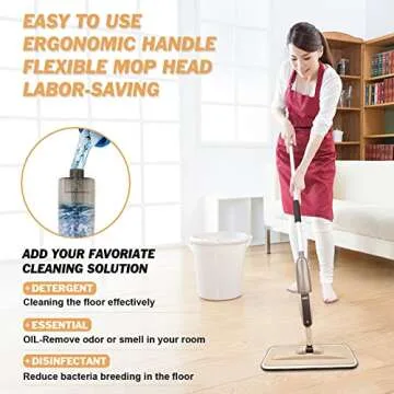 Spray Mop for Floor Cleaning, Floor Mop with a Refillable Spray Bottle and 3 Washable Pads, Flat Mop for Home Kitchen Hardwood Laminate Wood Ceramic Tiles Floor Cleaning (Brown)
