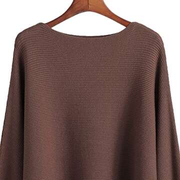 Ckikiou Womens Lightweight Oversized Boat Neck Sweaters Tops Dolman Batwing Sleeve Ribbed Knitted Pullovers