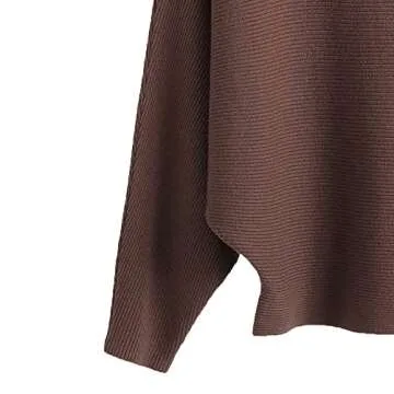 Ckikiou Womens Lightweight Oversized Boat Neck Sweaters Tops Dolman Batwing Sleeve Ribbed Knitted Pullovers
