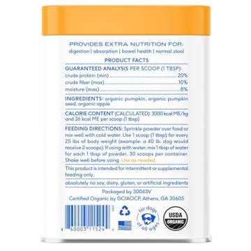 Native Pet Organic Pumpkin for Dogs - Natural Fiber Solution