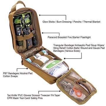EVERLIT 250 Pieces Survival First Aid Kit IFAK EMT Molle Pouch Survival Kit Outdoor Gear Emergency K...