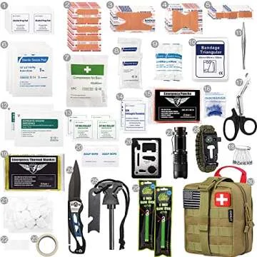 EVERLIT 250 Pieces Survival First Aid Kit IFAK EMT Molle Pouch Survival Kit Outdoor Gear Emergency Kits Trauma Bag for Camping Boat Hunting Hiking Home Car Earthquake and Adventures