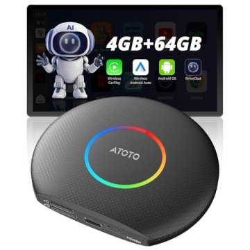 ATOTOZONE CB6 CarPlay AI Box&Android AI Box, Wireless CarPlay/Android Auto Adapter, Plug & Play Magi...