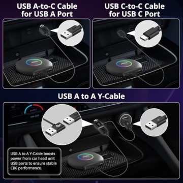 ATOTOZONE CB6 Wireless CarPlay Android Auto Adapter